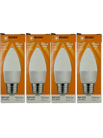 Osaka 6W (50W) 3000K (Sarı Işık) E27 Duylu Led Ampul (4 Adet)