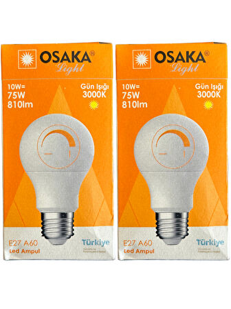 Osaka 10W (75W) 3000K (Günışığı) E27 Duylu Dim Edilebilir Led Ampul (2 Adet)