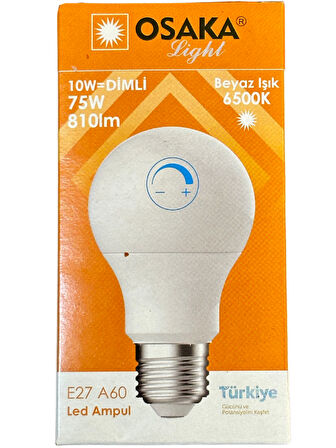 Osaka 10W (75W) 6500K (Beyaz Işık) E27 Duylu Dim Edilebilir Led Ampul