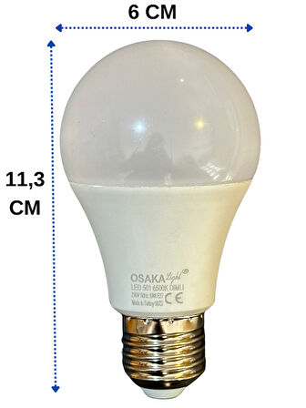 Osaka 10W (75W) 6500K (Beyaz Işık) E27 Duylu Dim Edilebilir Led Ampul