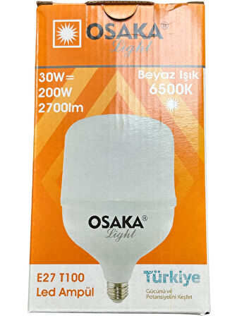 Osaka 30W (200W) 6500K (Beyaz Işık) E27 Duylu Led Torch Ampul