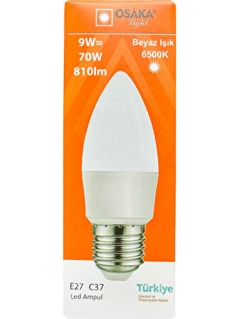 (10 Adet) Osaka 9W (70W) Beyaz Işık E27 Duylu (Kalın Duy) Led Ampul