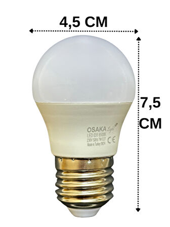 (10 Adet) Osaka 7W (50W) Beyaz Işık E27 Duylu (Kalın Duy) Led Ampul