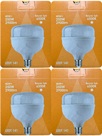 (4 Adet) Osaka 40W (250W) Beyaz Işık E27 Duylu (Kalın Duy) Led Torch Ampul