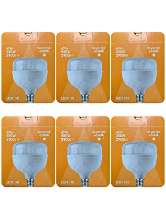 (6 Adet) Osaka 40W (250W) Beyaz Işık E27 Duylu (Kalın Duy) Led Torch Ampul