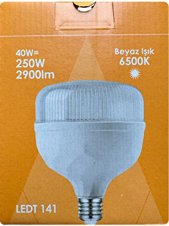 (6 Adet) Osaka 40W (250W) Beyaz Işık E27 Duylu (Kalın Duy) Led Torch Ampul