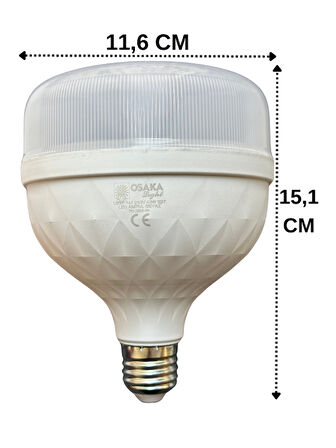 (6 Adet) Osaka 40W (250W) Beyaz Işık E27 Duylu (Kalın Duy) Led Torch Ampul