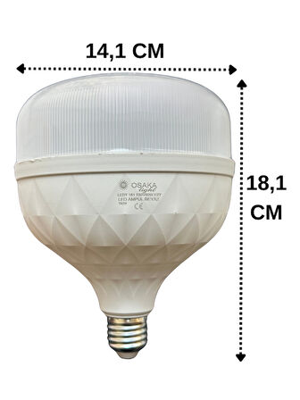 (3 Adet) Osaka 60W (350W) Beyaz Işık E27 Duylu (Kalın Duy) Led Torch Ampul