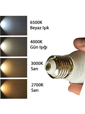 (1 Adet) Osaka 7W (50W) Sarı Işık E27 Duylu (Kalın Duy) Led Mini Ampul