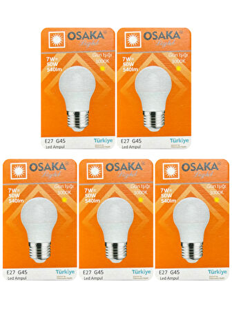 (5 Adet) Osaka 7W (50W) Sarı Işık E27 Duylu (Kalın Duy) Led Mini Ampul