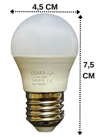 (6 Adet) Osaka 7W (50W) Sarı Işık E27 Duylu (Kalın Duy) Led Mini Ampul
