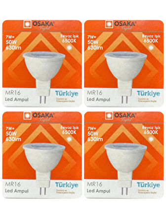 (4 Adet) Osaka 7W (50W) Beyaz Işık (6500K) G4 Duylu (İğne Bacak) Led Çanak Ampul