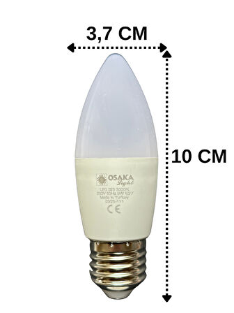 (3 Adet) Osaka 9W (70W) Sarı Işık (3000K) E27 Duylu (Kalın Duy) Led Mum Ampul