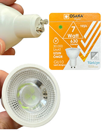 (1 Adet) Osaka 7W Yeşil Işık GU10 Duylu Led Çanak Ampul