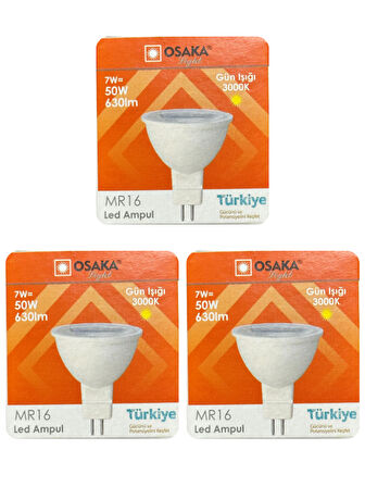 (3 Adet) Osaka 7W (50W) Sarı Işık (3000K) G4 Duylu (İğne Bacak) Led Çanak Ampul