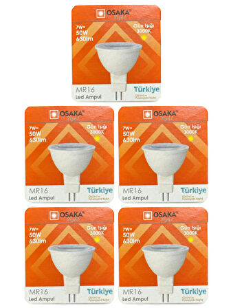 (5 Adet) Osaka 7W (50W) Sarı Işık (3000K) G4 Duylu (İğne Bacak) Led Çanak Ampul
