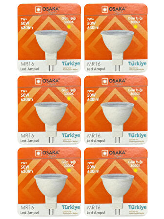(6 Adet) Osaka 7W (50W) Sarı Işık (3000K) G4 Duylu (İğne Bacak) Led Çanak Ampul