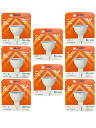 (8 Adet) Osaka 7W (50W) Sarı Işık (3000K) G4 Duylu (İğne Bacak) Led Çanak Ampul