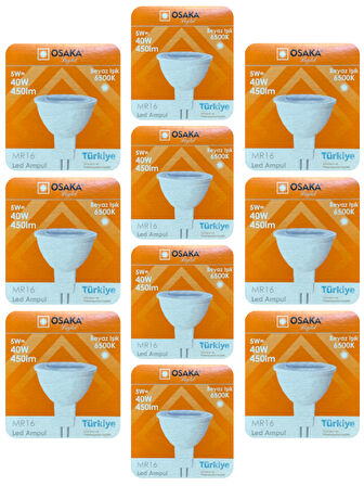 (10 Adet) Osaka 5W (40W) Beyaz Işık (6500K) G4 Duylu (İğne Bacak) Led Çanak Ampul