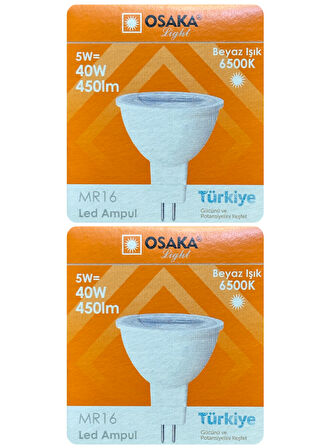 (2 Adet) Osaka 5W (40W) Beyaz Işık (6500K) G4 Duylu (İğne Bacak) Led Çanak Ampul
