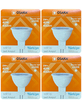 (4 Adet) Osaka 5W (40W) Beyaz Işık (6500K) G4 Duylu (İğne Bacak) Led Çanak Ampul