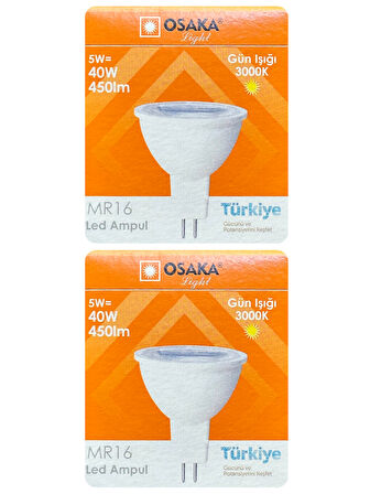 (2 Adet) Osaka 5W (40W) Sarı Işık (3000K) G4 Duylu (İğne Bacak) Led Çanak Ampul