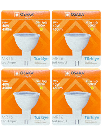 (4 Adet) Osaka 5W (40W) Sarı Işık (3000K) G4 Duylu (İğne Bacak) Led Çanak Ampul