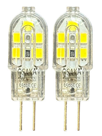 (2 Adet) Osaka 2W Beyaz Işık (6500K) G4 Duylu (İğne Bacak) Led Kapsül Ampul