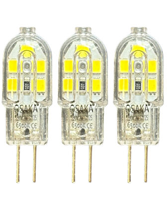 (3 Adet) Osaka 2W Beyaz Işık (6500K) G4 Duylu (İğne Bacak) Led Kapsül Ampul