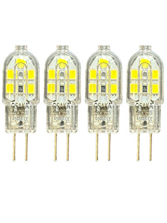 (4 Adet) Osaka 2W Beyaz Işık (6500K) G4 Duylu (İğne Bacak) Led Kapsül Ampul