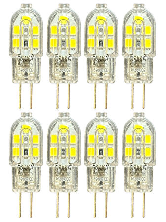 (8 Adet) Osaka 2W Beyaz Işık (6500K) G4 Duylu (İğne Bacak) Led Kapsül Ampul