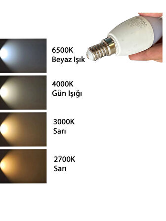 (1 Adet) Osaka 9W (70W) Beyaz Işık (6500K) E14 Duylu (İnce Duy) Led Mum Ampul