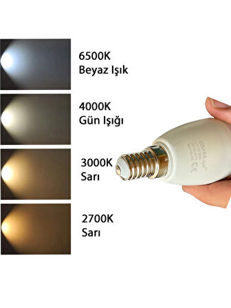 (1 Adet) Osaka 9W (70W) Sarı Işık (3000K) E14 Duylu (İnce Duy) Led Mum Ampul