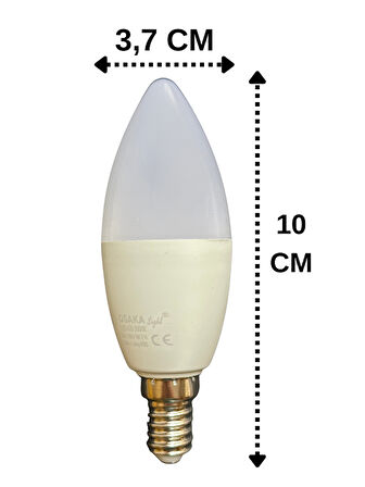 (2 Adet) Osaka 9W (70W) Sarı Işık (3000K) E14 Duylu (İnce Duy) Led Mum Ampul