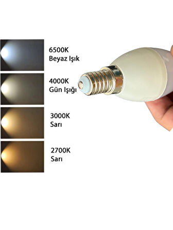 (1 Adet) Osaka 6W (50W) Günışığı (4000K) E14 Duylu (İnce Duy) Led Mum Ampul