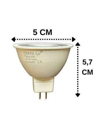(10 Adet) Osaka 12Volt 7W (50W) Sarı (3000K) GU5.3 Duylu (İğne Bacak) Led Spot Ampul