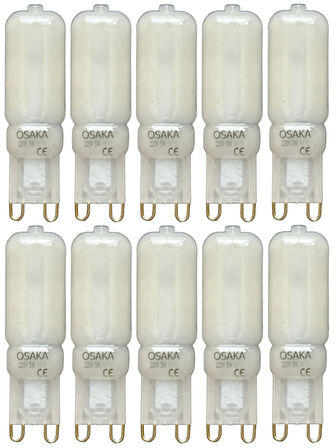 (10 Adet) Osaka Buzlu 5W Beyaz Işık (6500K) G9 Duylu Led Kapsül Ampul
