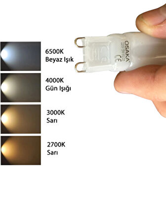 (10 Adet) Osaka Buzlu 5W Beyaz Işık (6500K) G9 Duylu Led Kapsül Ampul