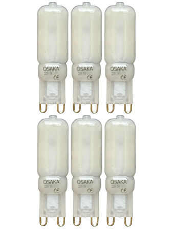 (6 Adet) Osaka Buzlu 5W Beyaz Işık (6500K) G9 Duylu Led Kapsül Ampul