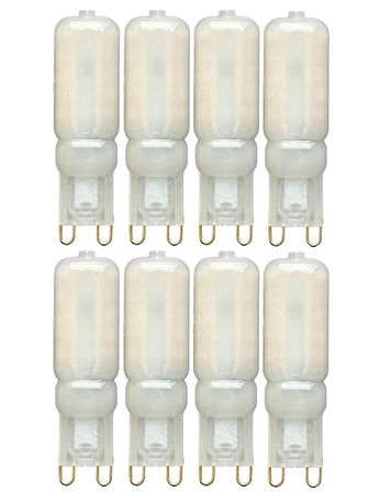 (8 Adet) Osaka Buzlu 5W Sarı Işık (3000K) G9 Duylu Led Kapsül Ampul