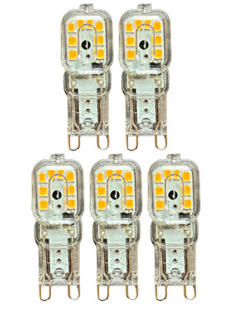 (5 Adet) Osaka 3W Sarı Işık (3000K) Dim Edilebilir G9 Duylu Led Kapsül Ampul