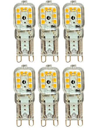 (6 Adet) Osaka 3W Sarı Işık (3000K) Dim Edilebilir G9 Duylu Led Kapsül Ampul