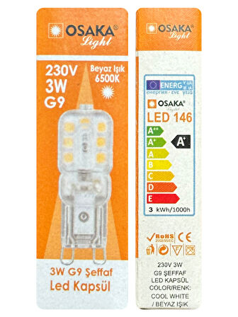 (4 Adet) Osaka 3W Beyaz Işık (6500K) Dim Edilebilir G9 Duylu Led Kapsül Ampul