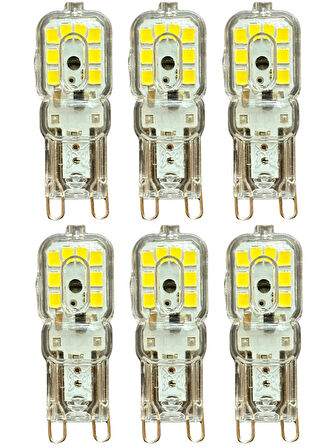 (6 Adet) Osaka 3W Beyaz Işık (6500K) Dim Edilebilir G9 Duylu Led Kapsül Ampul