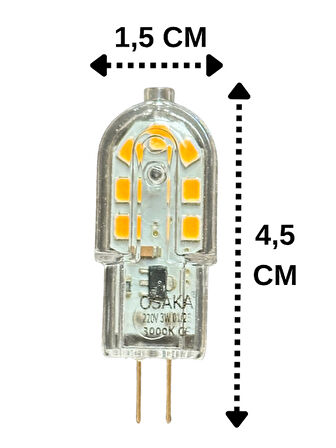 (10 Adet) Osaka 3W Sarı Işık (3000K) G4 Duylu Led Kapsül Ampul