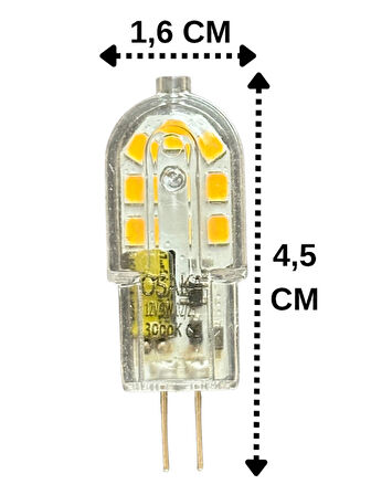 (3 Adet) Osaka 12Volt 3W Sarı Işık (3000K) G4 Duylu Led Kapsül Ampul
