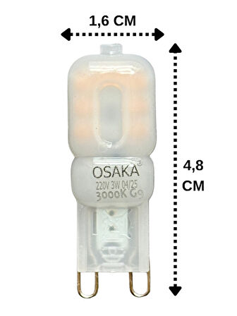 (1 Adet) Osaka 3W Sarı Işık (3000K) Buzlu Dim Edilebilir G9 Duylu Led Kapsül Ampul