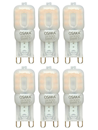 (6 Adet) Osaka 3W Sarı Işık (3000K) Buzlu Dim Edilebilir G9 Duylu Led Kapsül Ampul