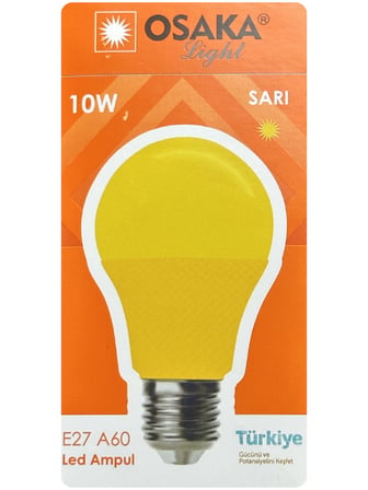 (2 Adet) Osaka 10W Sarı Işık E27 Duylu (Kalın Duy) Led Ampul
