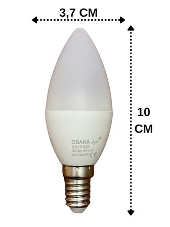 (2 Adet) Osaka 7W (50W) Beyaz Işık (6500K) E14 Duylu (İnce Duy) Led Mum Ampul